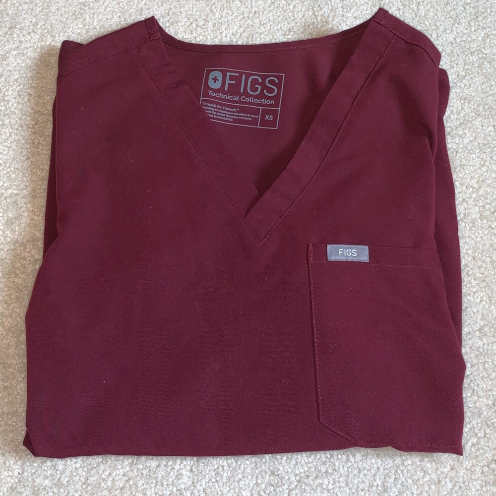 Burgundy xsmall figs scrub top